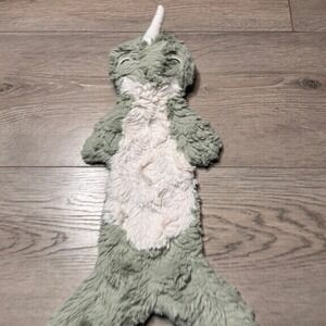 Slumberkins Narwhal Snuggler Plush Sage Green Cream Flat Lovey Stuffed Toy
